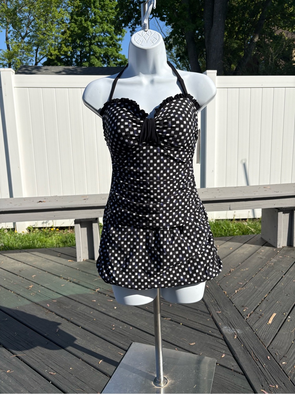 Black and White Polka Dot One-Piece Swimdress